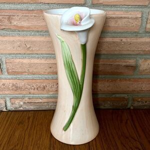 Large Ceramic Figural White Calla Lily Flower Vase 9.5”